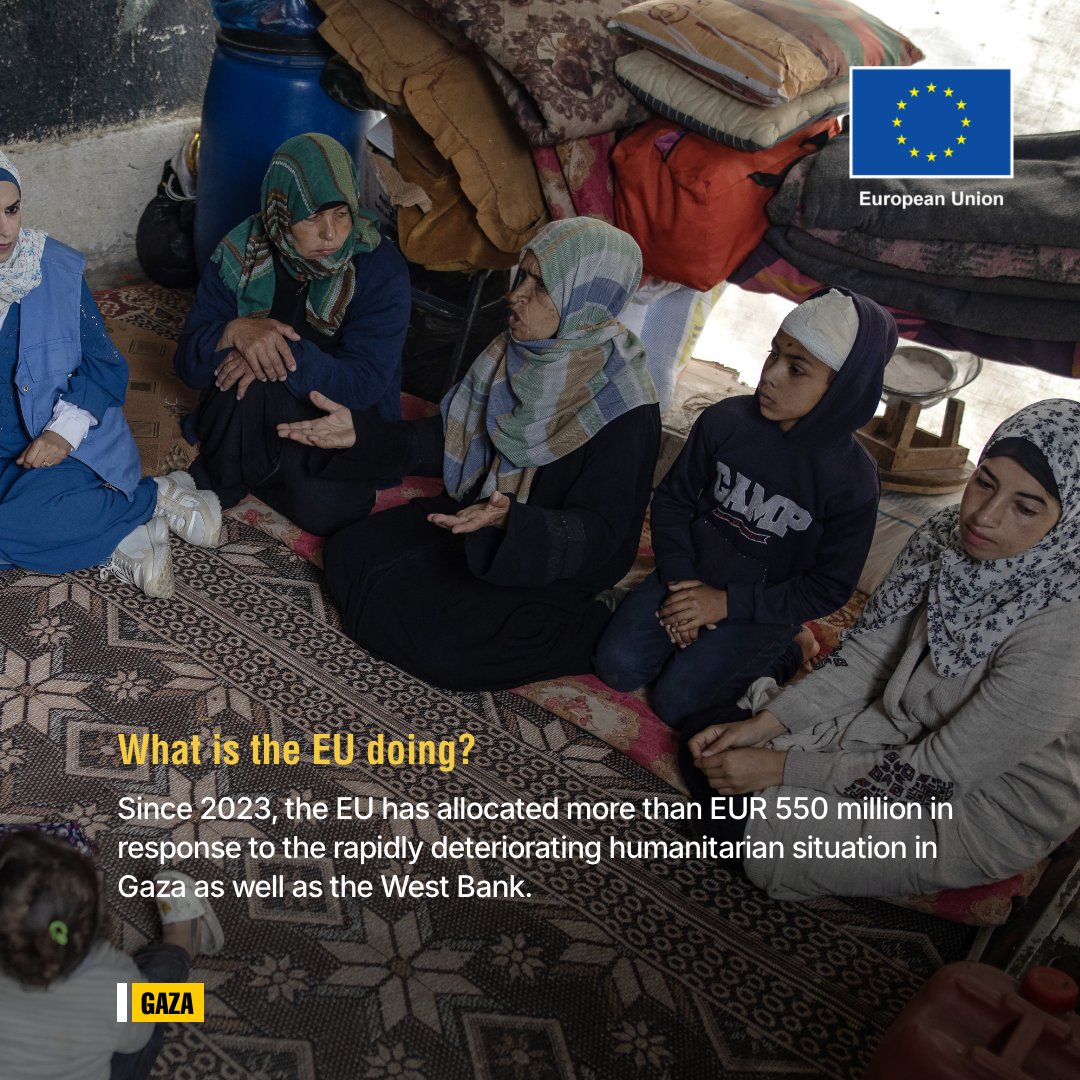 eu_echo's tweet photo. Lives lost.
Schools destroyed.
Families without food or sanitation.

Today, we mark the International Day of Solidarity with the Palestinian People and reaffirm that everyone deserves to live in safety, dignity and peace.