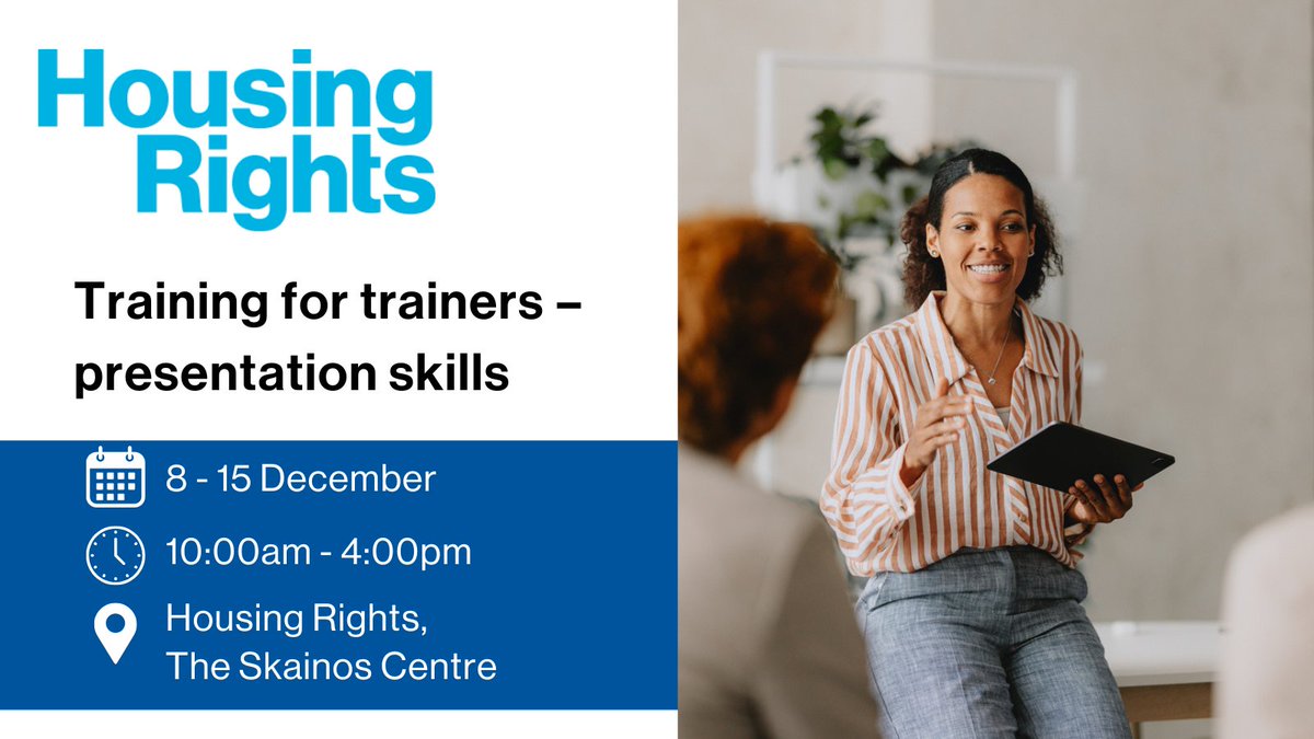 HousingRightsNI's tweet image. Do you deliver training as part of your job?

Build your presentation skills with our &apos;Training for trainers&apos; course!

This course is split over the course of 2 days 📅
You also have the opportunity to gain a Level 3 OCN accreditation.

Book your place today:…