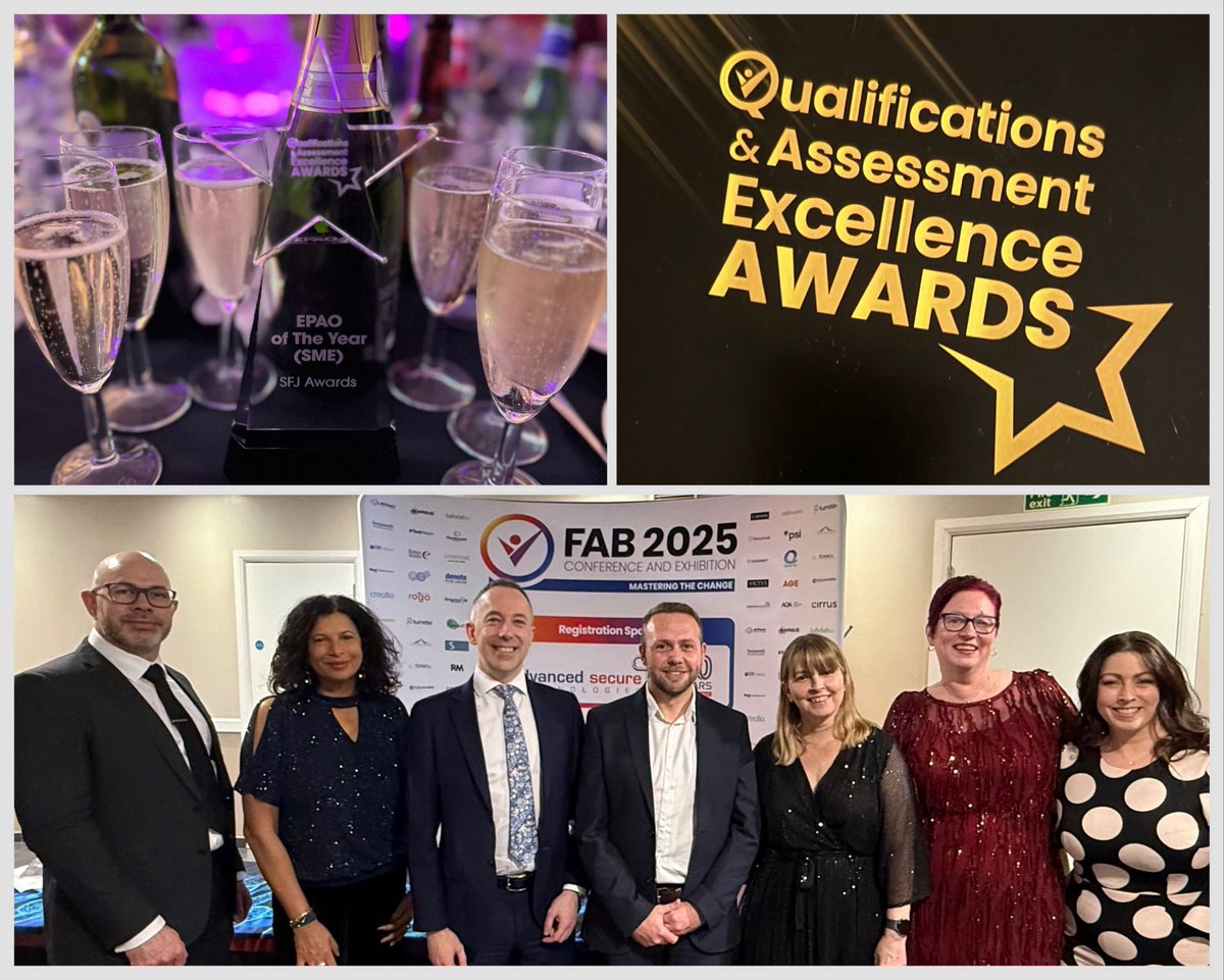 SFJAwards's tweet image. We&apos;re thrilled to announce SFJ Awards won End-Point Assessment Organisation of the Year (SME) at the #FAB2025 Awards last night! ✨

Huge thanks to @AwardingBodies and to our brilliant EPA team whose dedication made this possible. #AwardingBodies #EndPointAssessment