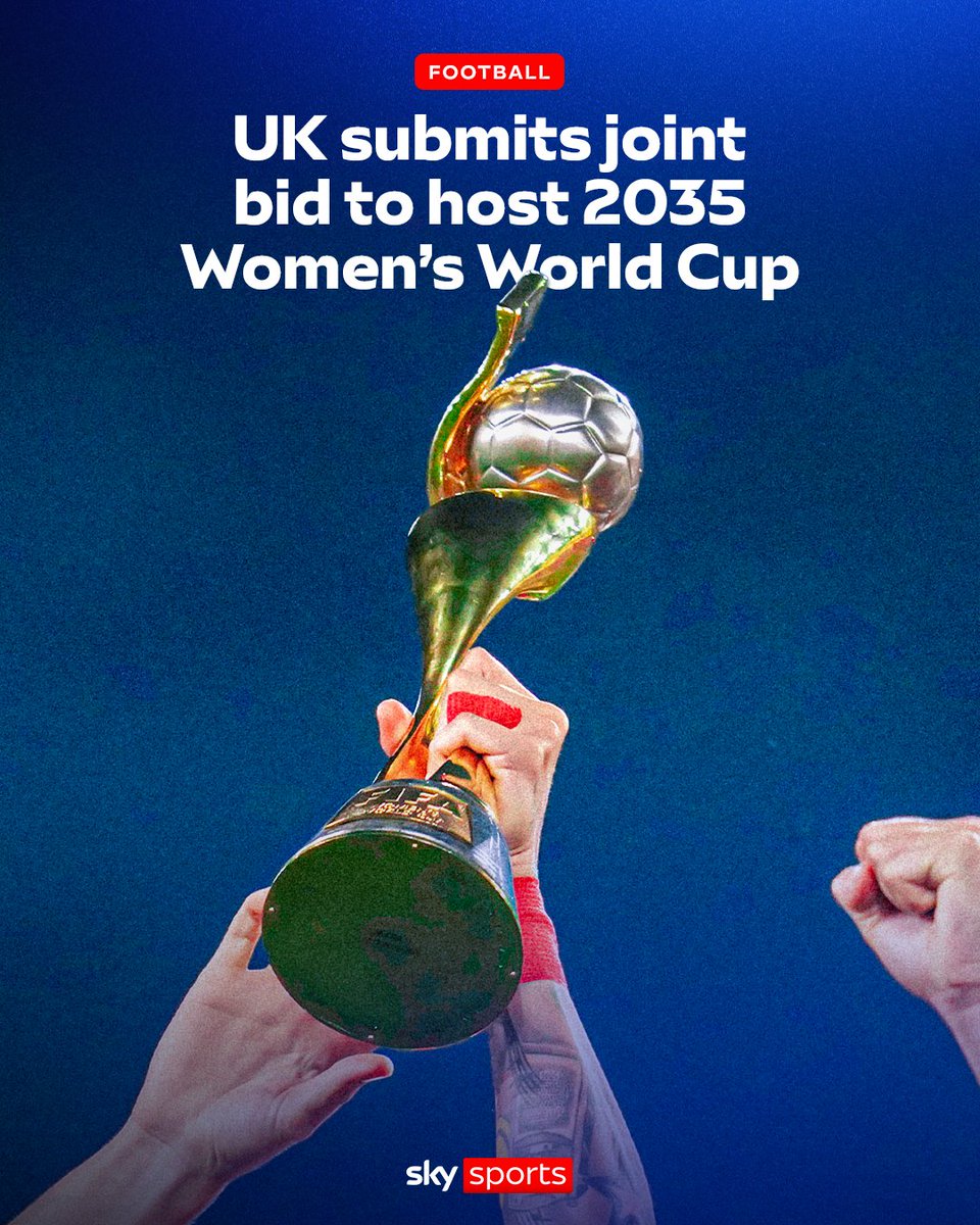 SkyFootball's tweet photo. UK has submitted a joint, unopposed bid to host Women’s World Cup in 2035 🚨
FIFA announce their decision on 30th April 2026 in Vancouver, with 22 stadiums included in the bid - including the new Old Trafford, Birmingham's new stadium, Wrexham's redeveloped stadium, Windsor Park in Northern Ireland and a potential new Chelsea Stadium 🏟️