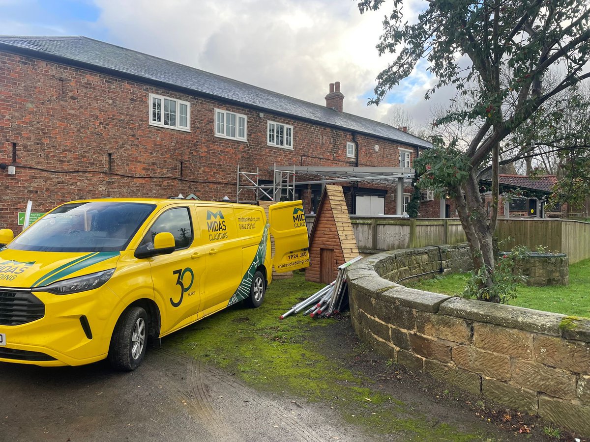 We were please to support <a href="/MbroCouncil/">MiddlesbroughCouncil</a> by supplying and installing closure flashings and gable end cladding to the cafe lean at Newham Grange Community Farm ready for their December Christmas Event.

#TeamMidas #Cladding
