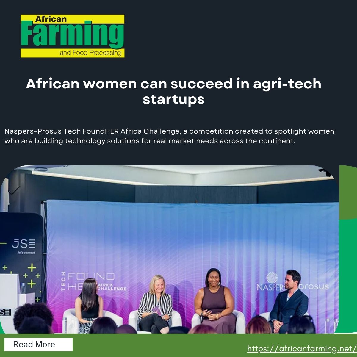 AfricanFarming's tweet image. African women can succeed in agri-tech startups

Naspers–Prosus Tech FoundHER Africa Challenge: From AI agritech to climate tech, these innovators are shaping the continent’s digital future.

Read more: zurl.co/pjChh
#WomenInTech #AfricaRising #TechFoundHER  #SheBuilds