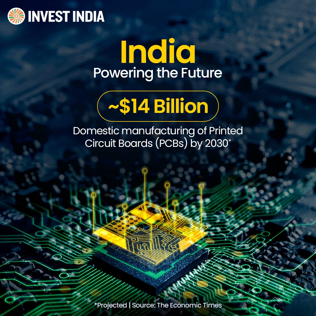 investindia's tweet image. India’s #PCB sector is powering up. With demand reaching ~$5 Billion, policy reforms &amp;amp; rising local manufacturing are driving a wave of opportunities, positioning India as a key player in the global #electronics value chain.

Explore more: tinyurl.com/II-Electronic-…

#InvestInIndia