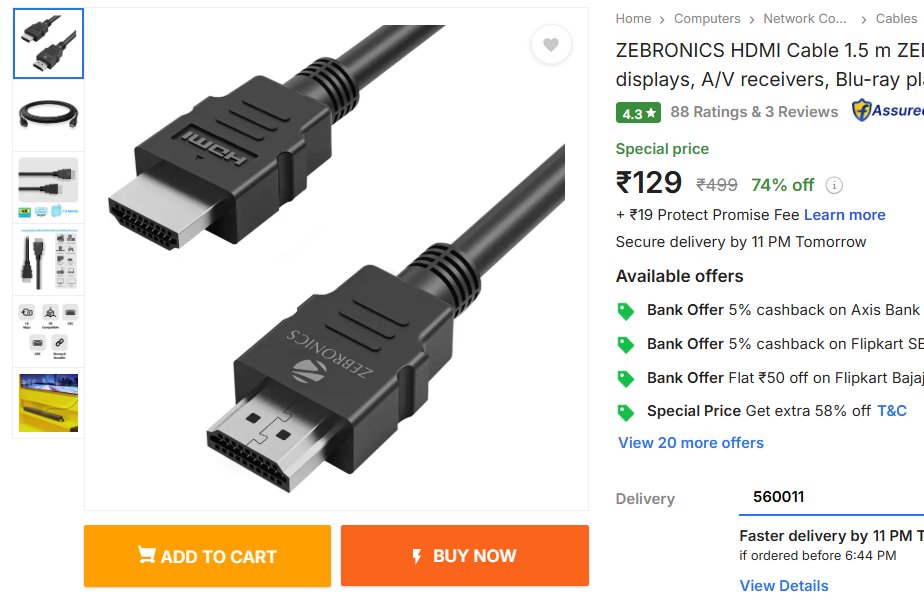 TechyBoostDeals's tweet photo. ZEBRONICS HDMI Cable 1.5 m at ₹129
Buy link : https://t.co/Dfo3qTzUk5
#Flipkart #ZEBRONICS #HDMICable https://t.co/7OfpCqC8EL