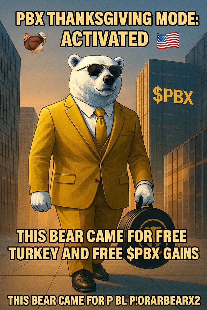 PBX Thanksgiving Vibes! 🇺🇸🦃

This bear pulled up to the USA in a gold suit for two things:
Turkey &amp; $PBX gains 😂🐻💼

Happy Thanksgiving PBX fam  stay thankful, stay bullish! 🚀💛

<a href="/polarbear2024/">Karissa</a> @polarbearx_7