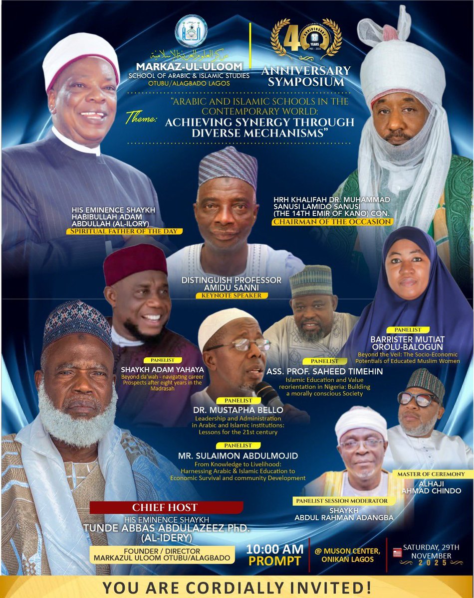 OfficialUloom's tweet photo. JOIN US TOMMOROW @ MUSON CENTER 
IT PROMISES TO BE INSPIRING AND THOUGHT PROVOKING.

ALLAHUMMO BAARIK

#markaz #uloom #40th #40thanniversary https://t.co/DvMAIK6Jgt