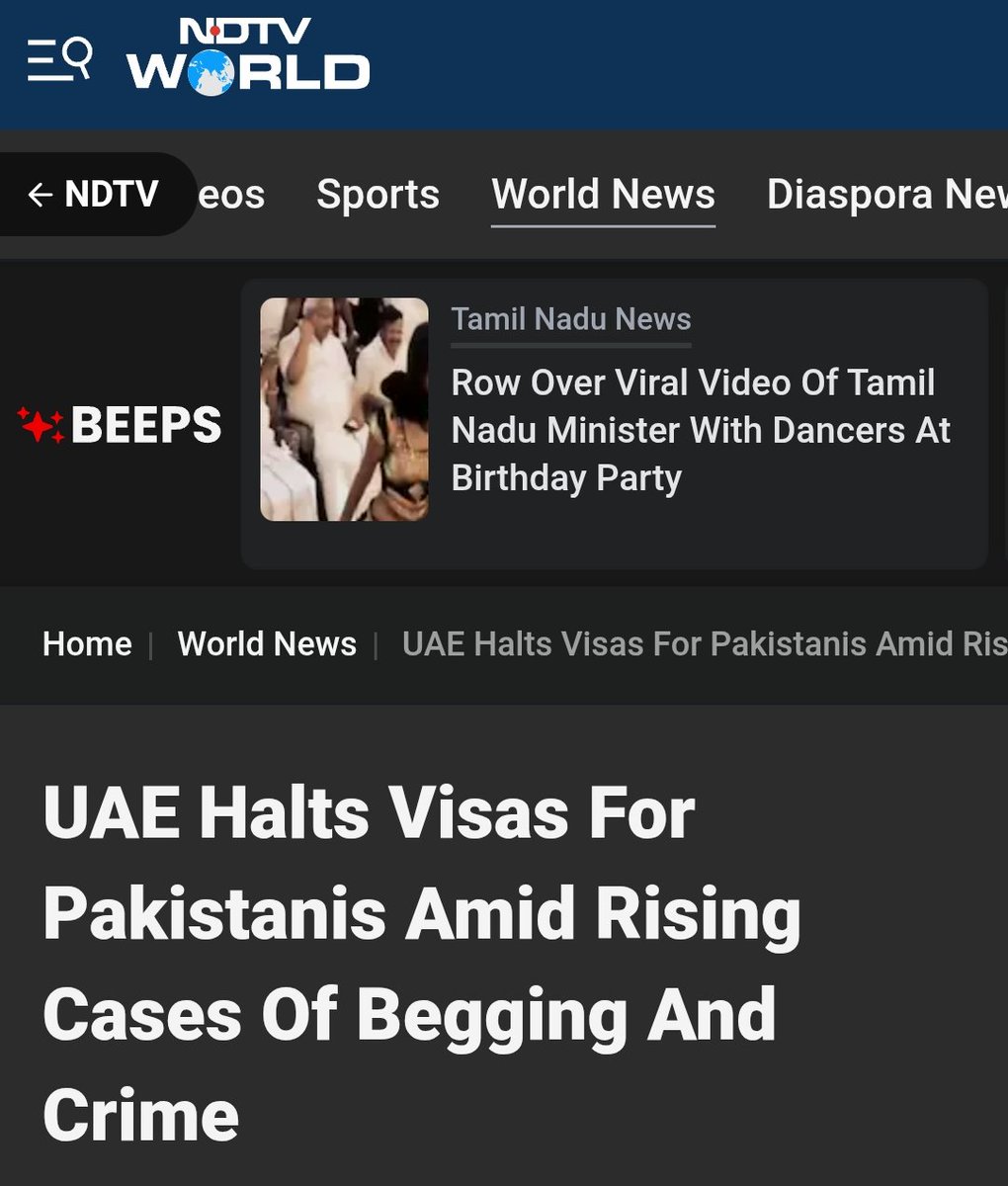 ⚠️ UAE Halts Visas For Pakistanis Amid Rising Cases Of Begging And Crime (Drugs, Terrorism, Human Trafficking, Hawala and Prostitution).

1 Ummah Ka Chumma 🐖