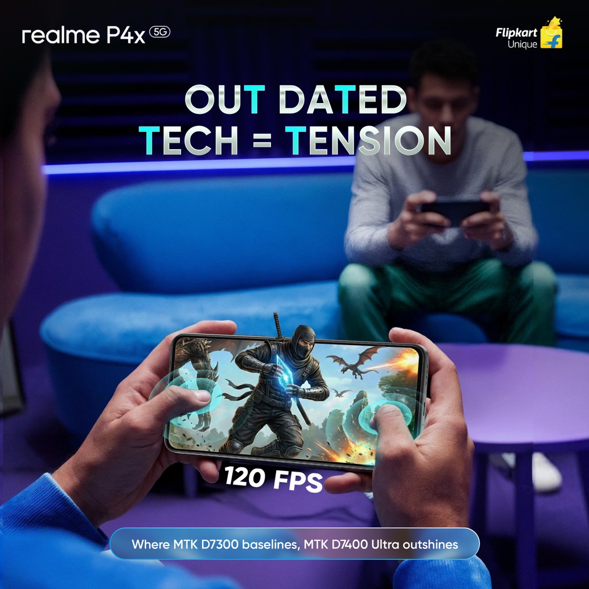 realmeIndia's tweet image. Play every move smoothly!

Powered by the MediaTek Dimensity 7400 Ultra, the #realmeP4x delivers sharp frames and steady performance when it matters the most!

Know more:
tinyurl.com/y45em2jh 
tinyurl.com/bdd8vzzb

#Fastest7000mAhPioneer