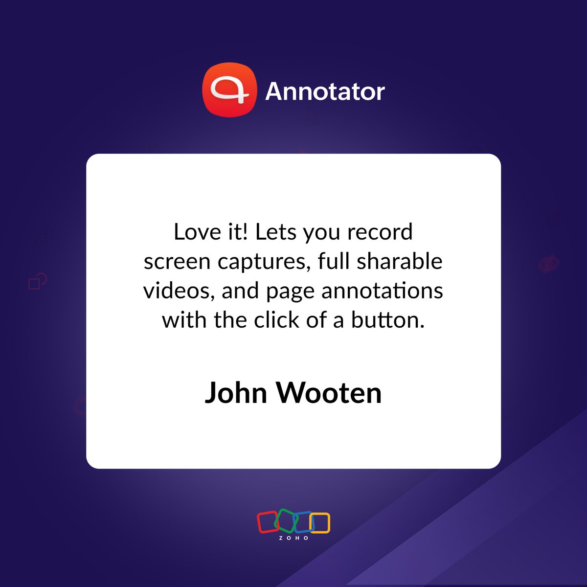 ZohoAnnotator's tweet image. Nothing makes us happier than seeing users enjoy effortless capturing and annotating. Thank you for the love!

Get Zoho Annotator👉 
Chrome: zurl.co/NKEa8
Firefox: zurl.co/I4fti
Edge: zurl.co/L9xt3

#ZohoAnnotator #Zoho #BrowserExtension