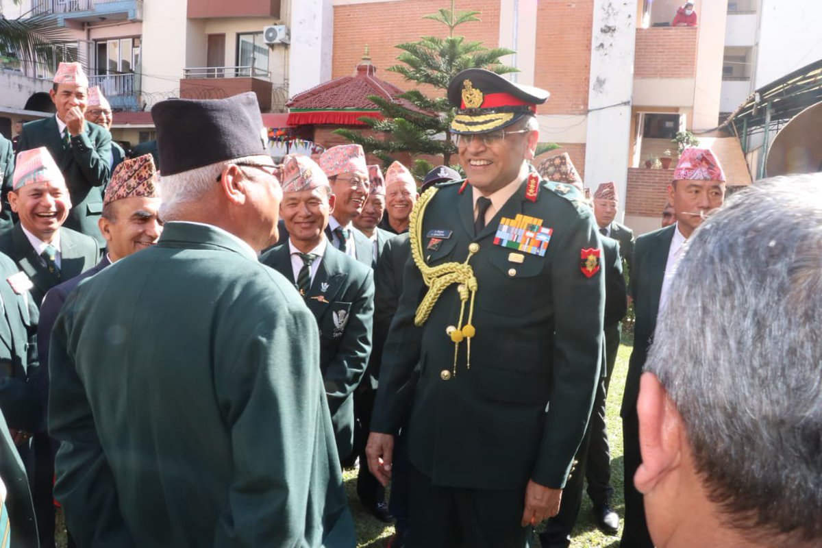 IndiaInNepal's tweet image. Lt Gen Anindya Sengupta, PVSM, UYSM, AVSM, YSM, GOC-in-C, Central Command, Indian Army visited Nepali Army Command and Staff College and interacted with staff and student officers. The Gen Officer also met the Ex Servicemen of Nepal at BGSN, Kathmandu and presented mobility…