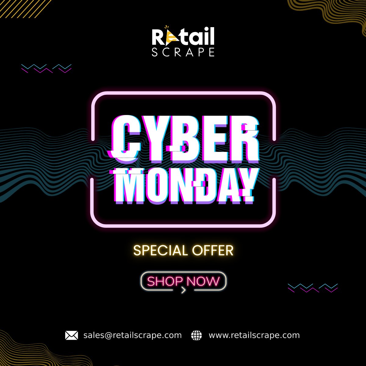 RetailScrap's tweet image. ⚡ Cyber Monday Celebration at Retail Scrape!
Exclusive discounts on datasets, scraping tools &amp;amp; APIs.
Boost insights, track prices faster &amp;amp; upgrade your data strategy.

📩 sales@retailscrape.com
🔗 retailscrape.com

#CyberMonday #DataDeals #WebScraping