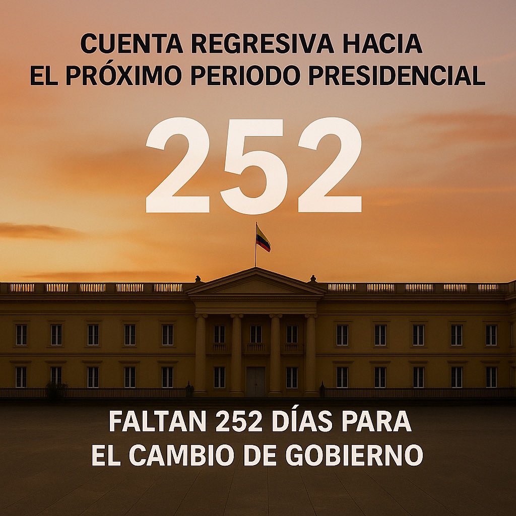 📅 Día 252
Faltan 252 días para el 7 de agosto de 2026.
Un día menos, una expectativa más fuerte.
#CuentaRegresiva #ColombiaLibre