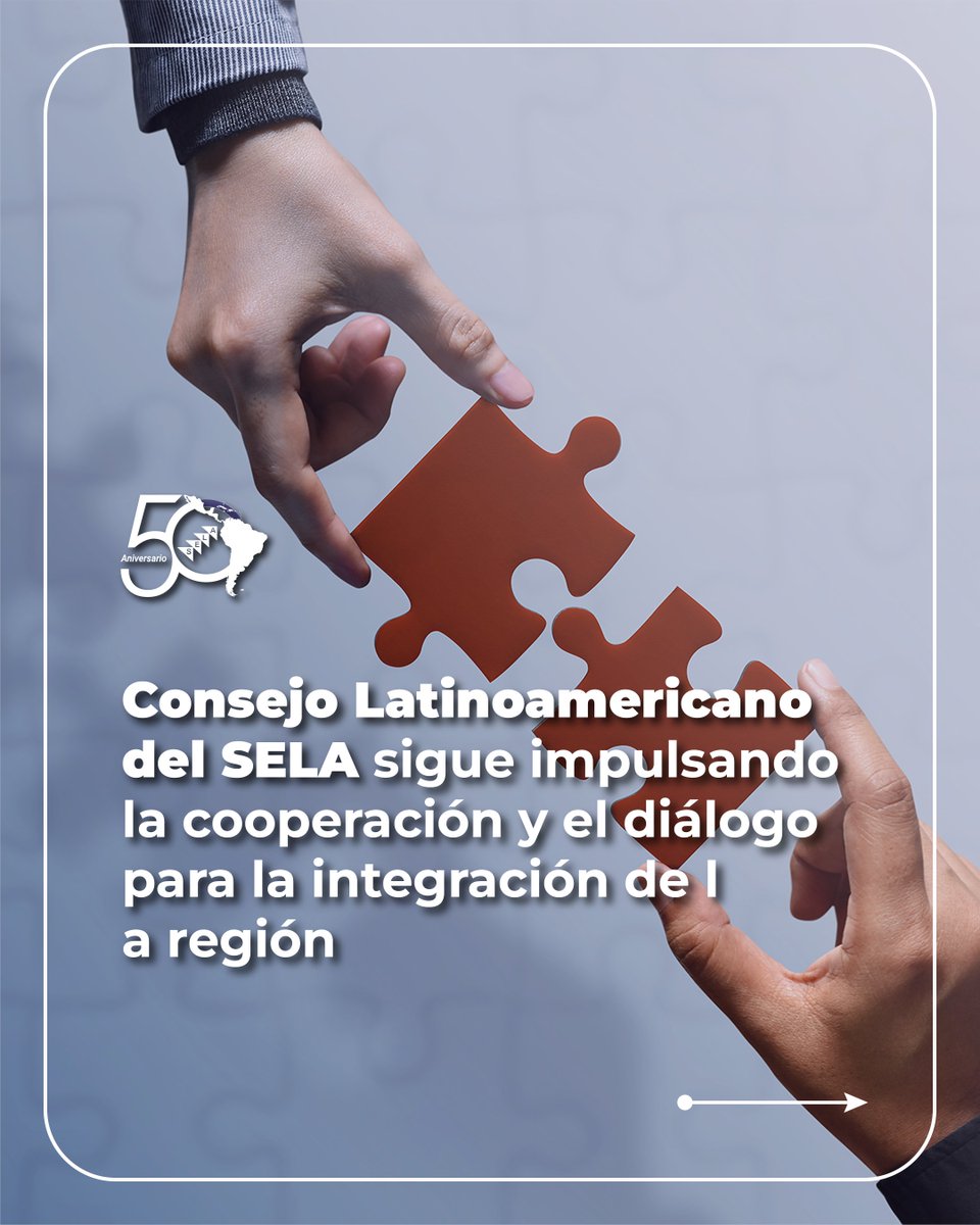 SELAInforma's tweet image. Durante 50 años, el Consejo Latinoamericano del #SELA ha sido clave en el fortalecimiento del desarrollo económico y social de #ALC 🌎

✅ Ha promovido la cooperación técnica, la innovación y el comercio, además de alianzas estratégicas con organismos y el apoyo a los Estados…