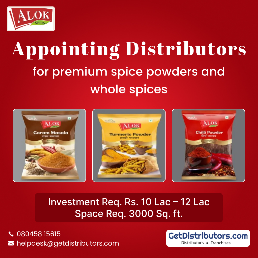 getdistributors's tweet image. Appointing #Distributors for premium spice powders and whole spices.
Brand 👉 #AlokSpices
Details 👉 getdistributors.com/tiny/huKTBiguYe

★Investment : Rs. 10 - 12 Lac
★Attractive and reasonable profit margins
✓Hurry to take #Distributorship !

#ShreeJayAmbeTraders #Spices #Dealers