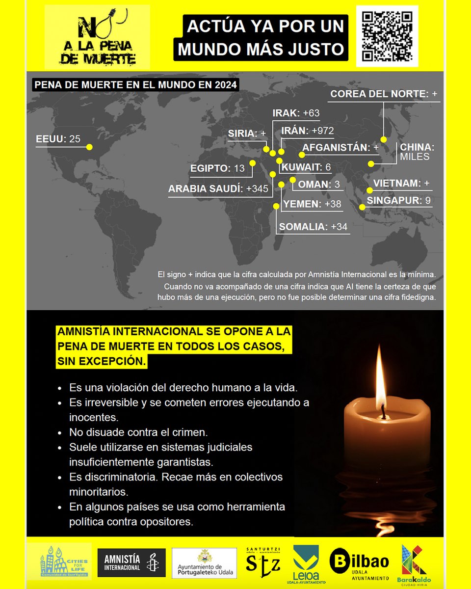 Azaroak 30: Heriotza Zigorraren aurkako Nazioarteko Jardunaldia "Bizitzaren aldeko hiriak".

30 de Noviembre: Jornada Internacional contra la Pena de Muerte “Ciudades por la vida”.