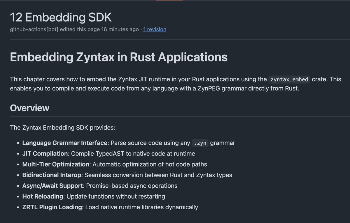 FourEyedWiz's tweet image. Introducing the Zyntax embedding SDK.  You can create an embedding for your language runtime so that it can be executed from within a rust application. 

github.com/darmie/zyntax/…