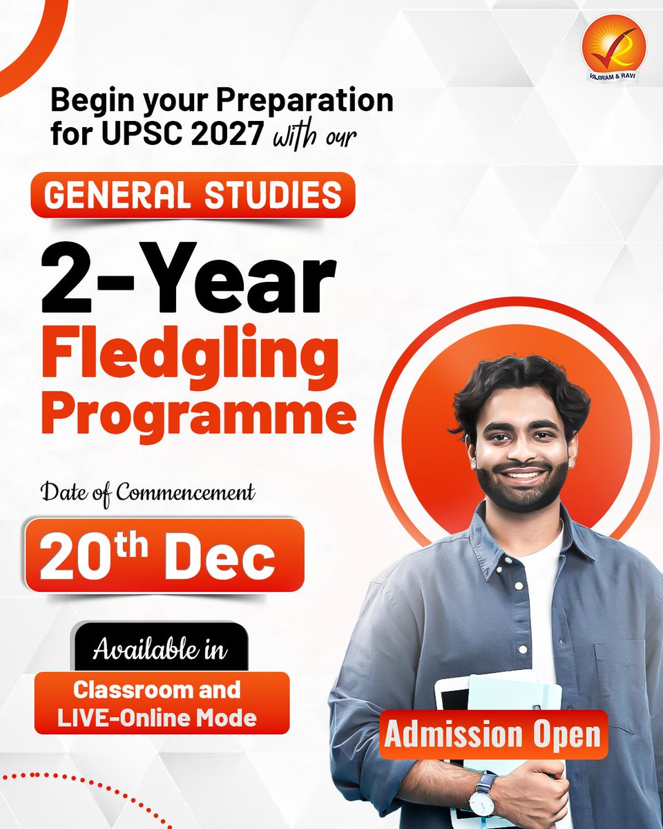 VajiramRavi's tweet image. Introducing Vajiram &amp;amp; Ravi’s General Studies Fledgling Comprehensive 2-Year Programme – specially designed for early-stage aspirants.
For enquiries:  docs.google.com/forms/d/1QHjlj…

#UPSCMotivation #IASAspirants #UPSCBeginners #StudyWithVajiram #UPSCIndia #GSFoundationProgramme