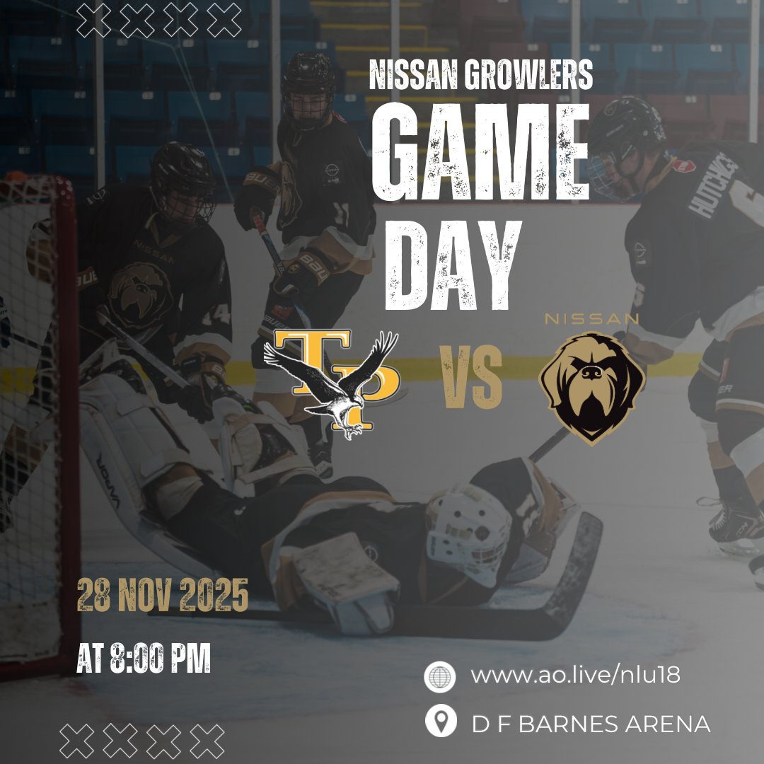 ⬛️⬜️🟨 Game Day!!
🕢 8:00PM
📍 <a href="/DFBarnesArena/">DF Barnes Arena</a>
🆚 <a href="/TriPenOsprey/">U18 Tri Pen Osprey</a> 
📺 ao.live/nlu18
🎙️ <a href="/FelthamDrew/">Drew Feltham</a>

#NoTimeOff #Woof