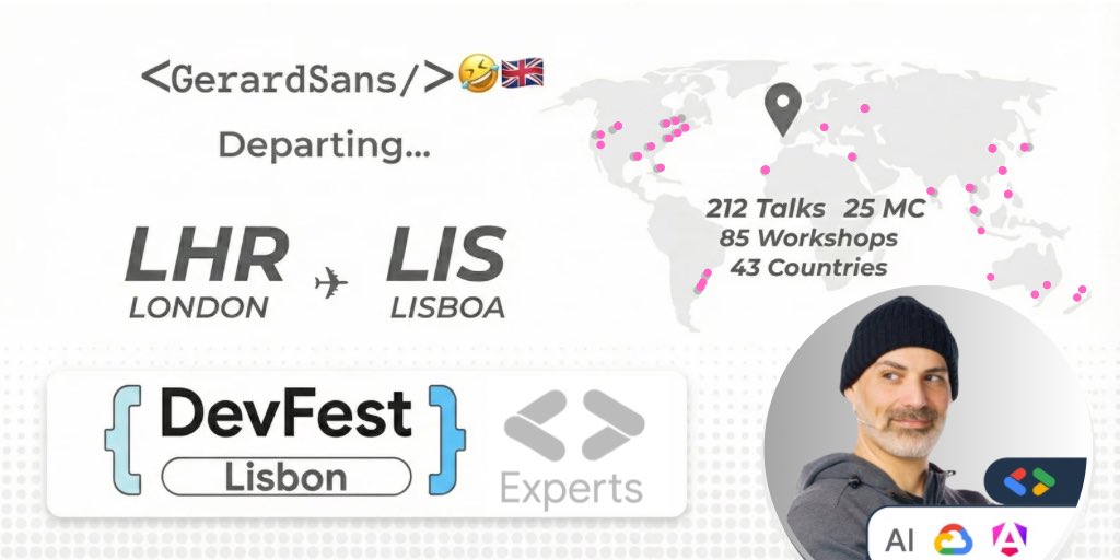gerardsans's tweet image. Lisbon is coming up fast!

Join my opening keynote on Google AI Studio Vibe Coding with Gemini 3 and stay for my workshop where we dive into the new Banana Pro.

Follow and chill for more Google AI updates.

#GoogleDeveloperExpert #AI #DevFest #Lisbon