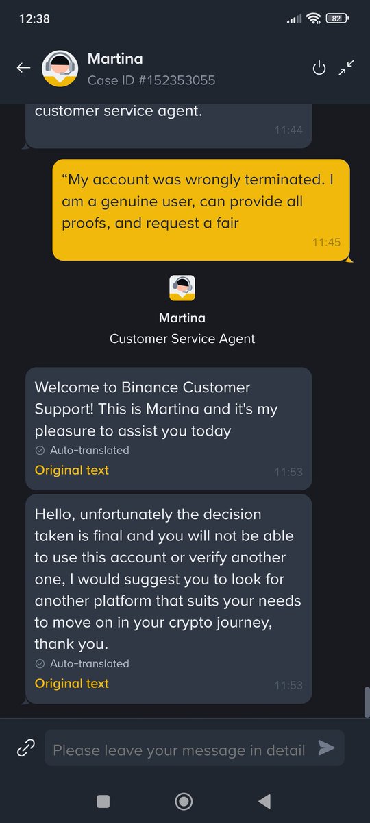 Kingsan444's tweet photo. @BinanceFutures My Binance account was unfairly banned due to a temporary ID issue, even though I only wanted to clarify it. I was allowed to withdraw my funds, which proves I am not a risk. Please review my case fairly. Your support is poor and makes no effort; they just say "final decision." https://t.co/PsOaaLRveE