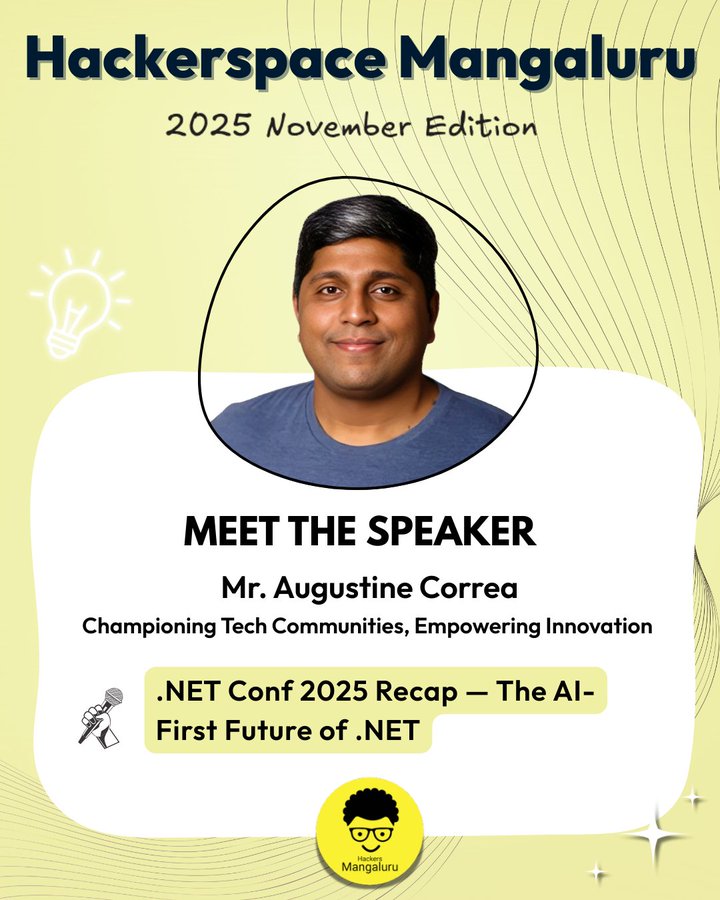 augvcor's tweet image. 🗣️ Talk 2 #HMNov25: The #AI-First Future of #dotnet 

A fast-paced recap of @dotnetcnf cover #dotnet10, how #Aspire simplifies #CloudNative orchestration for #AI, and the newly introduced #dotnet #MicrosoftAgentFramework