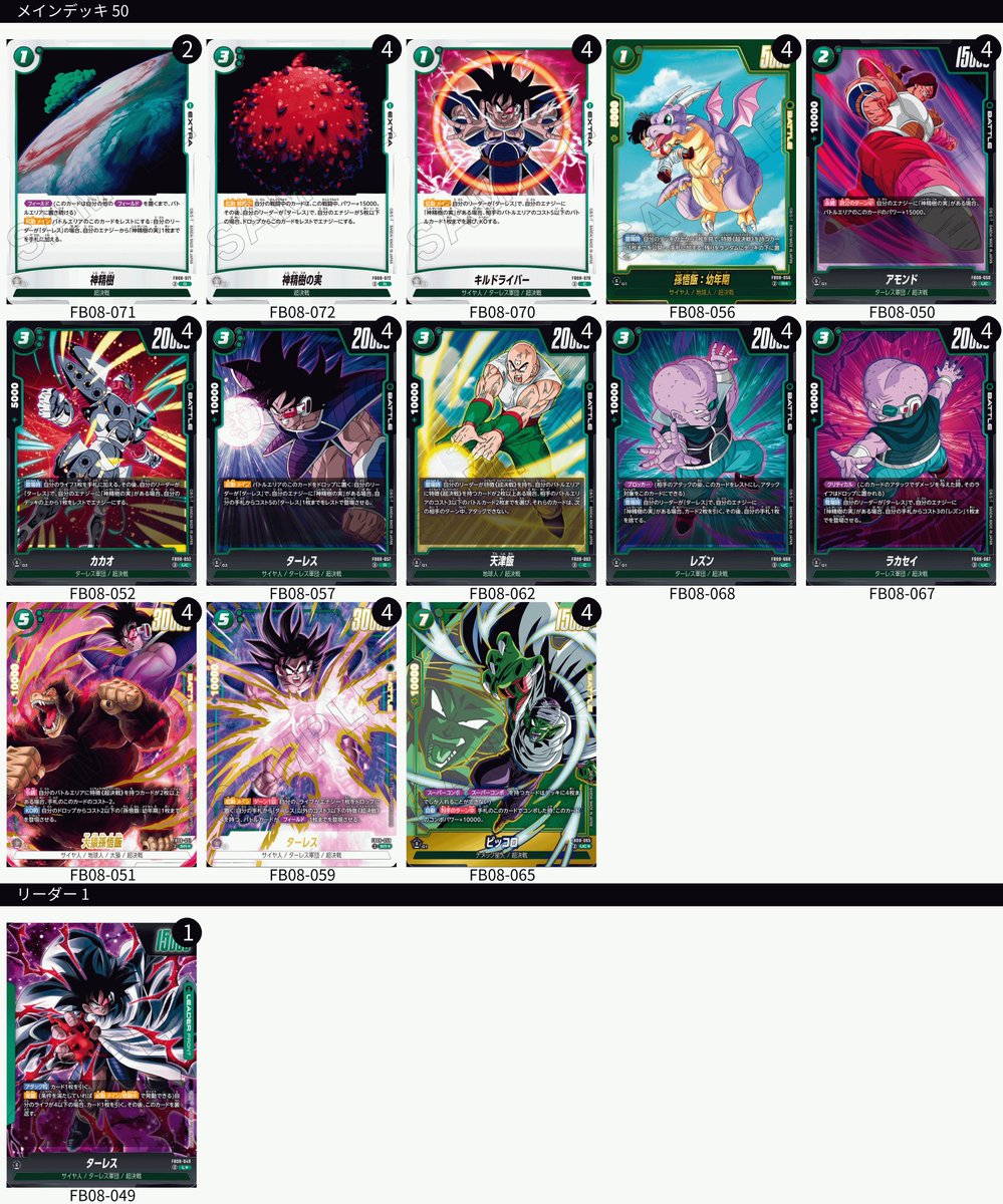 1000デッキ投稿チャレンジ560デッキ目 8弾4デッキ目 ターレス ターレス