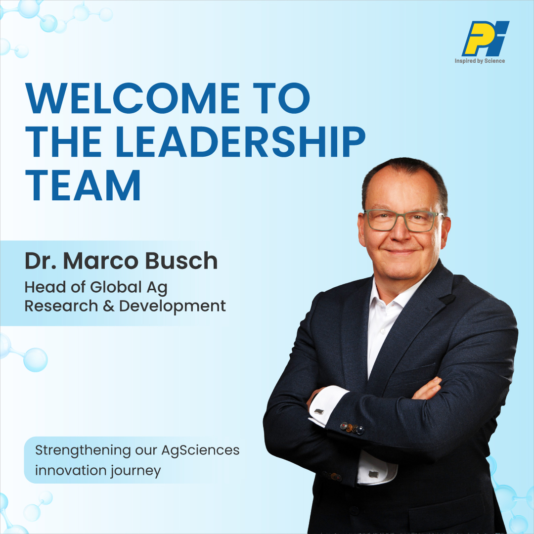 Excited to announce that Dr. Marco Busch has joined #PI as our Global Head–Ag R&amp;D. With extensive experience in Ag Science - from discovery to development - across indications, technologies, and data-driven innovation, he comes with over two decades of global leadership exp.