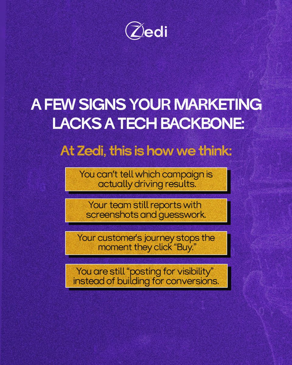 ZediInc's tweet photo. The biggest shift happening in marketing today is simple. Brands are moving from creativity-first to infrastructure-first
Because once your backend is right:
— Your creatives become more effective
— Your targeting gets more precise
— Your ROI becomes predictable
#zedi #ukstartup https://t.co/Y4WaDaBhGq