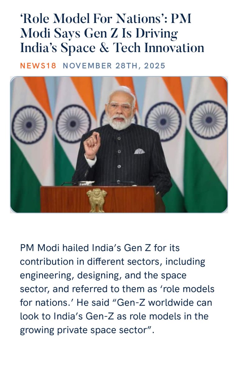 ‘Role Model For Nations’: PM Modi Says Gen Z Is Driving India’s Space &amp; Tech Innovation
news18.com/india/role-mod… via NaMo App