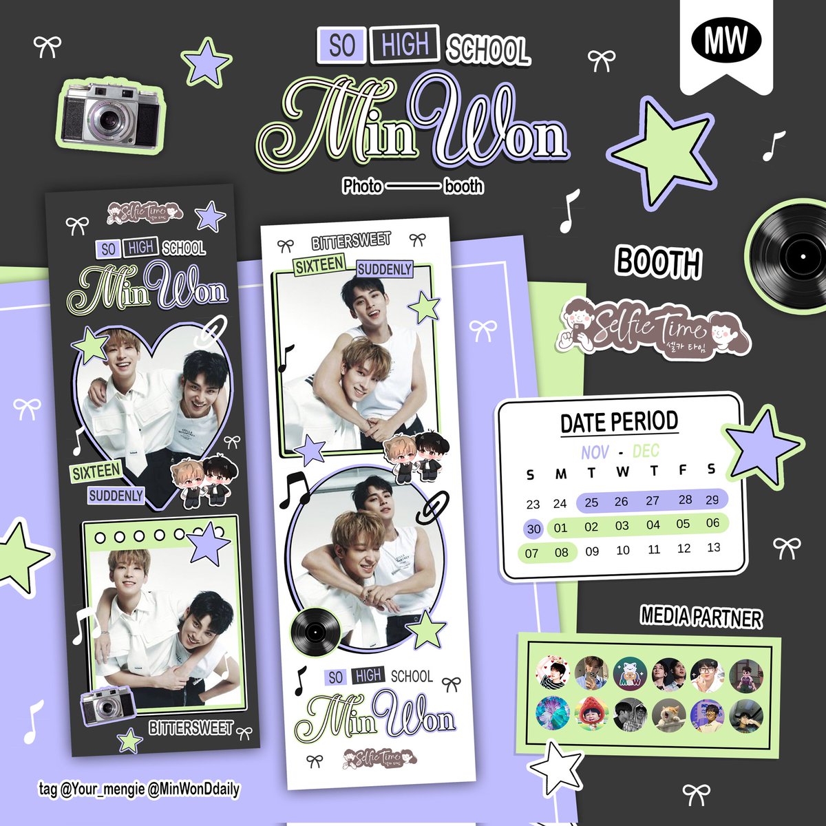 jjonnonuu's tweet photo. "𝒷𝒾𝓉𝓉ℯ𝓇𝓈𝓌ℯℯ𝓉 𝓈𝒾𝓍𝓉ℯℯ𝓃 𝓈𝓊𝒹𝒹ℯ𝓃𝓁𝓎" 🤍

Lets celebrate our MinWon day with #SoHighSchool frame event by @Your_mengie x @MinWonDdaily!!💚💜

📍available exclusively at @selfietimeid stores throughout Indonesia.
🗓 25 Nov-08 Des 2025 https://t.co/zjVjEoqmzE