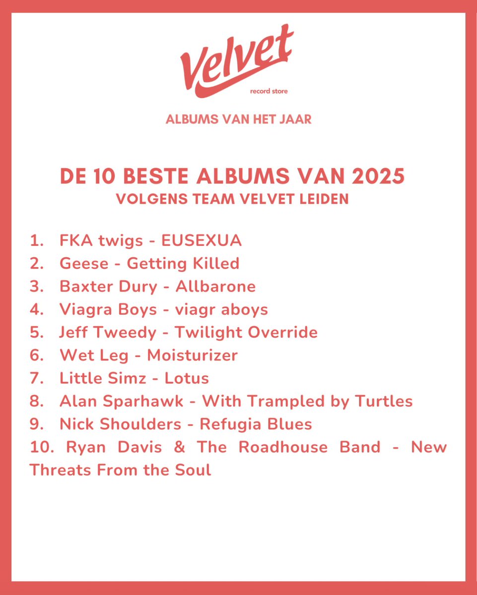 Ik begin de aansluiting met de hedendaagse popmuziek te verliezen. Van dit lijstje heb ik er maar één in mijn collectie. En nee, dat zijn niet de Viagra Boys.