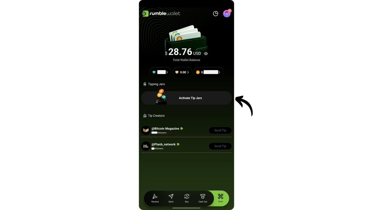 planb_network's tweet image. Why this matters:

• Full control of your keys
• Instant payouts from your audience
• BTC, USDT &amp;amp; XAUT supported
• Swap assets directly inside the wallet
• Optional cloud backup or manual seed phrase
• Works with Rumble’s Tip Jar

A simple path to creator sovereignty.