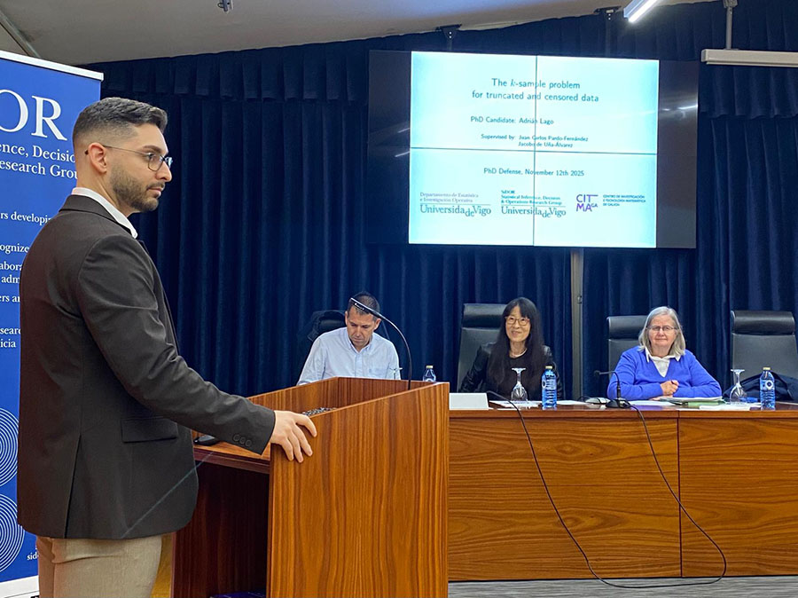 SidorUvigo's tweet image. 📅 O 12/11 investigadores de SiDOR reuníronse na UVigo con tres referentes internacionais: Jane-Ling Wang, Irène Gijbels e Juan C. Escanciano. Un encontro clave para o avance do proxecto MECANOS4, financiado polo Ministerio de Ciencia, Innovación e Universidades.