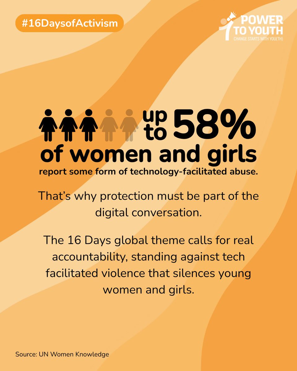 powertoyouth21's tweet image. If a space invites girls in, it should protect them too 🫂 Online or offline, safety is never optional. This #16DaysofActivism, we are putting empowerment to work, because protection starts there. #UNiTE #ACTtoEndViolence #PowerinProtection