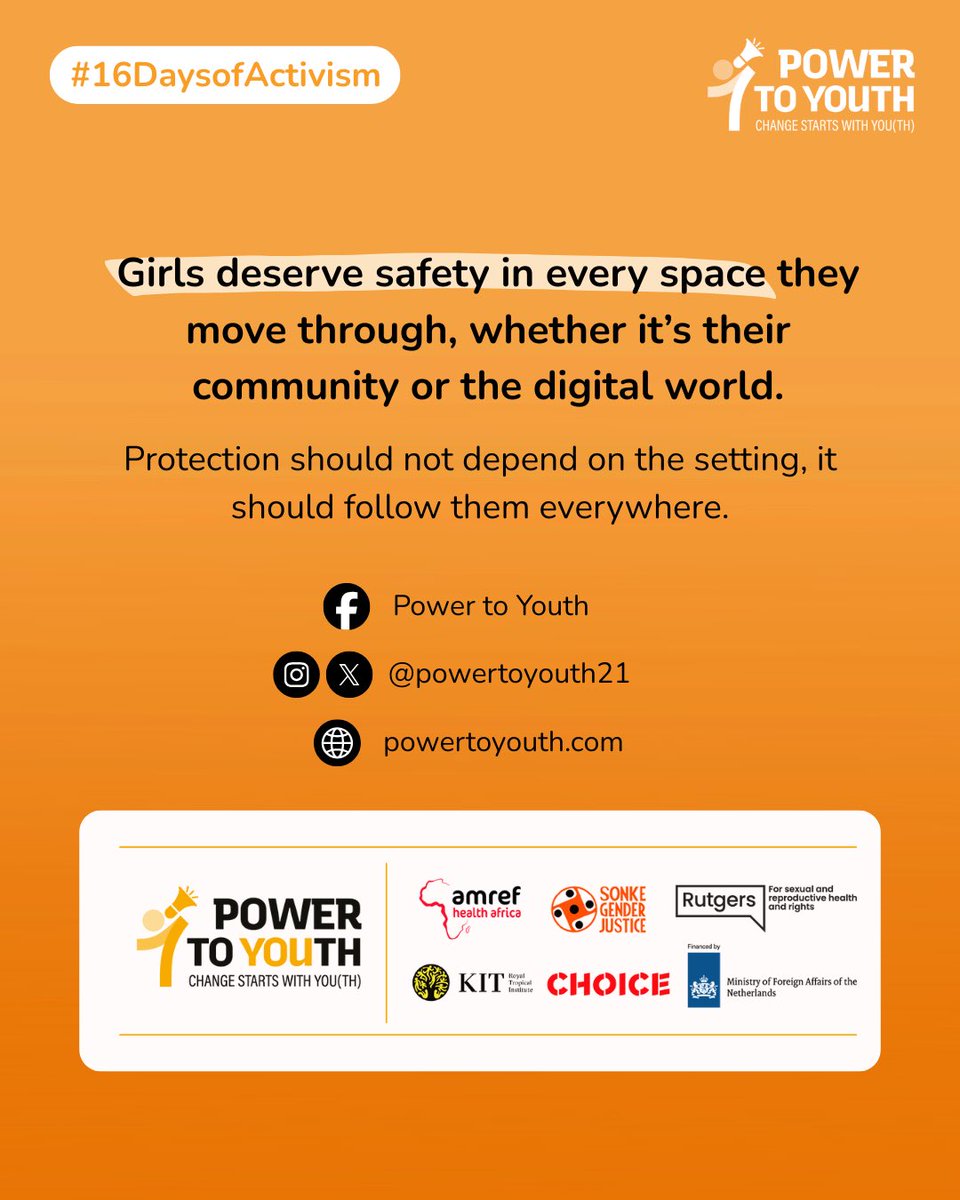 powertoyouth21's tweet image. If a space invites girls in, it should protect them too 🫂 Online or offline, safety is never optional. This #16DaysofActivism, we are putting empowerment to work, because protection starts there. #UNiTE #ACTtoEndViolence #PowerinProtection