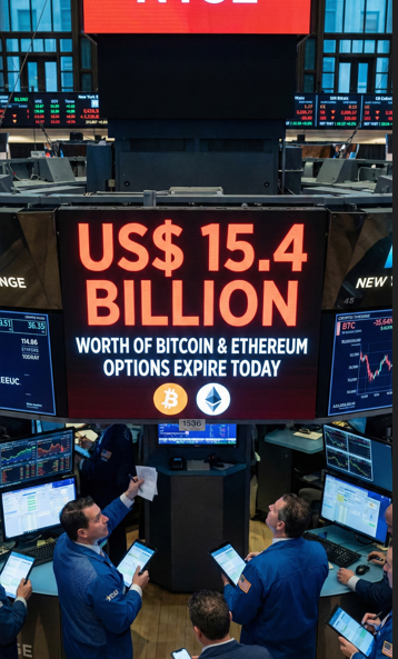 SignalMster's tweet image. $15,400,000,000 worth of Bitcoin &amp;amp; Ethereum options expire today.

#etherium #signalmastervip #criptomoedas