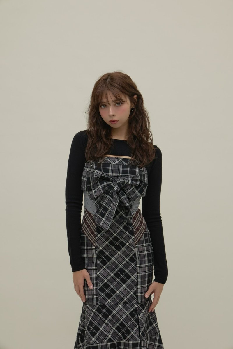 ［正規品］andmary Juni check dress beige Mサイズ ANDMARY】Juni check dress