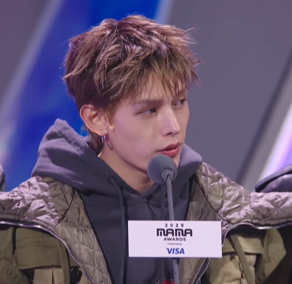 AboutMusicYT's tweet image. James of CORTIS stuns at the 2025 MAMA Awards.