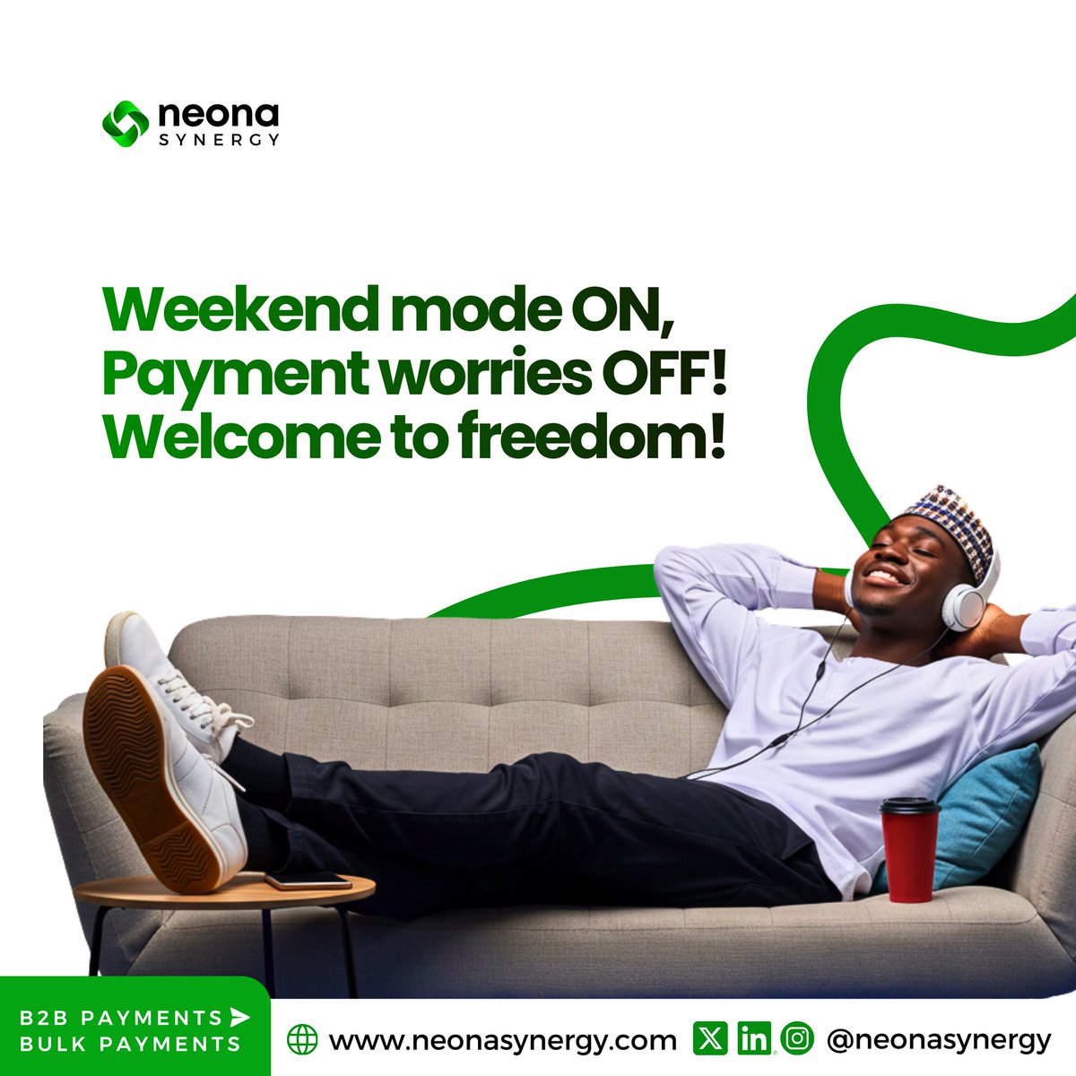 Relax into your weekend payments handled, confidence guaranteed, Visit us at neonasynergy.com