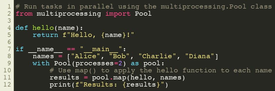 SuperFastPython's tweet image. Run tasks in parallel using the multiprocessing.Pool class
#Python #Concurrency