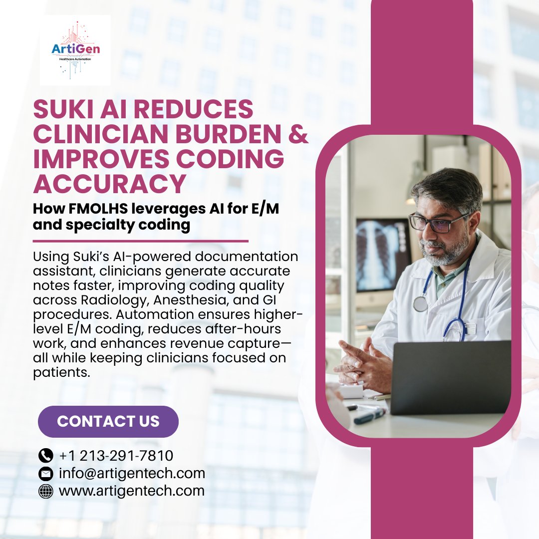 Artigentech's tweet image. AI-assisted coding improves accuracy and speed. Boost clinician productivity and reduce burnout. Optimize revenue with smart automation.
#CodingAutomation #EMCoding #RadiologyCoding #AnesthesiaCoding #GIcoding #HealthcareAI #artigentech #artigentechglobal #HCRevenue