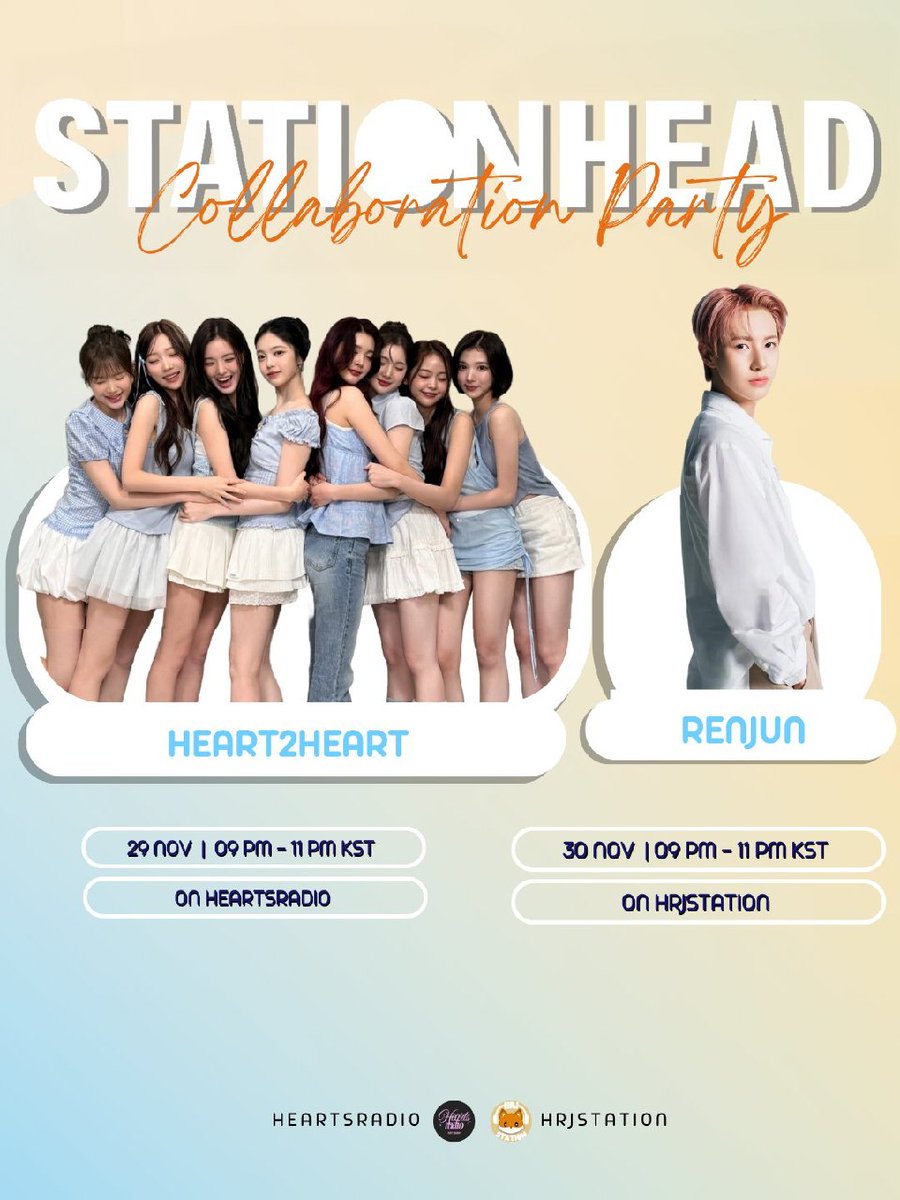 hrjstation's tweet image. 💛𝐑𝐄𝐍𝐉𝐔𝐍 𝐱 𝐇𝐄𝐀𝐑𝐓𝐒𝟐𝐇𝐄𝐀𝐑𝐓𝐒🩵
 
Hello Renchins &amp;amp; S2Us! 
Let’s join our collaboration party with @H2H_STATIONS 🎉
  
🗓️November 29: stationhead.com/heartsradio
🗓️November 30: stationhead.com/hrjstation
⏰9 - 11 PM KST

#RENJUNxH2H #RENJUN #런쥔 #Hearts2Hearts #하츠투하