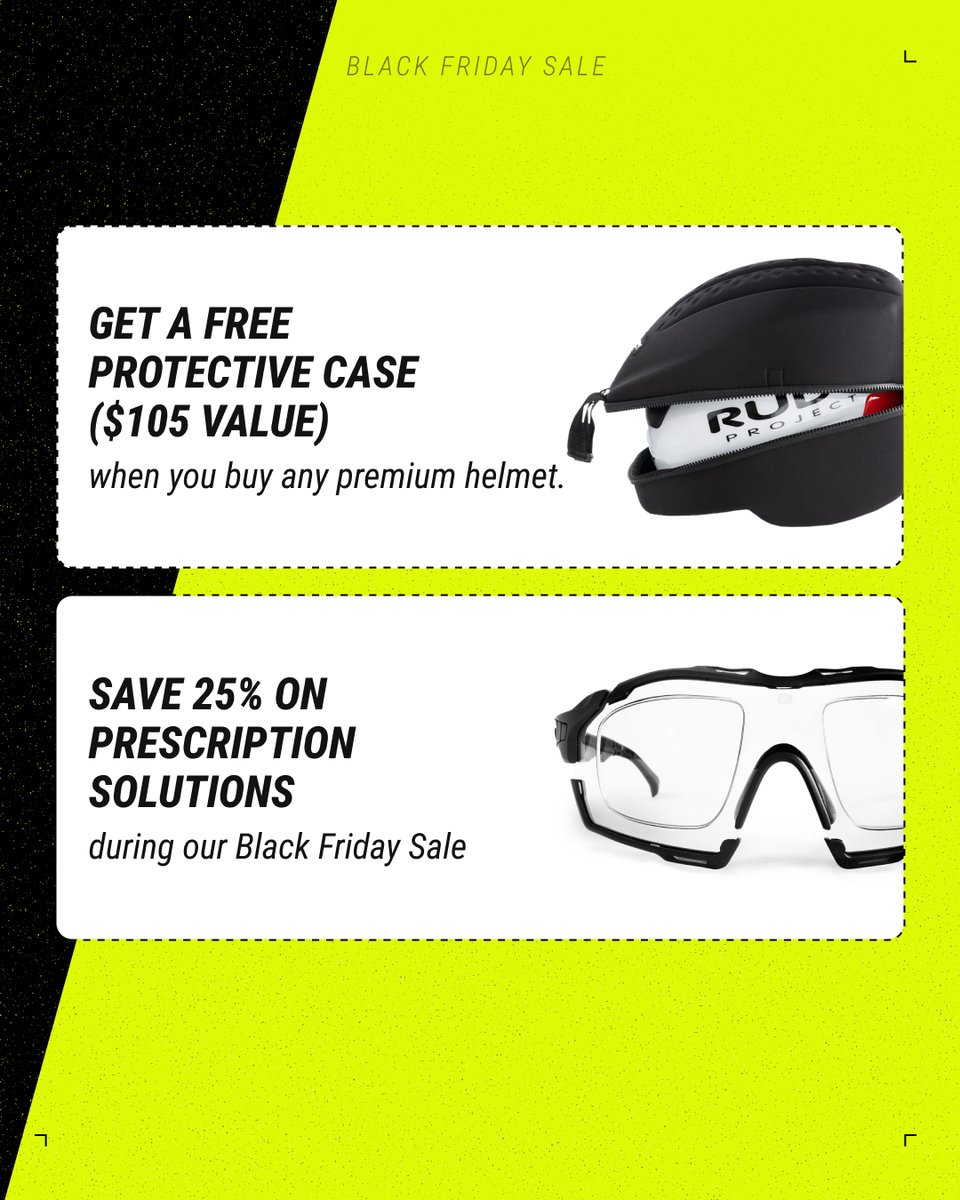 RudyProjectNA's tweet image. Our Black Friday Sale is almost over, with up to 35% off helmets, sunglasses, &amp;amp; more, plus a free $115 spare lens with any interchangeable sunglass purchase. rudyprojectna.com *Use code FREELENS at checkout &amp;amp; free gifts with purchase available while supplies last.