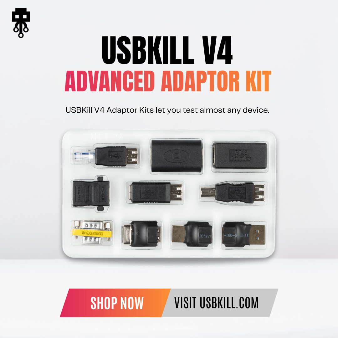 USBKill's tweet image. Explore the advanced adaptors of USBKill V4 Kit 🧰. Specialized for specific use cases. Your complete testing solution! l.usbkill.com/W06k5 
#HardwareTesting #USBKillV4 #USBKill #Pentesting #infosec #security #RedTeam