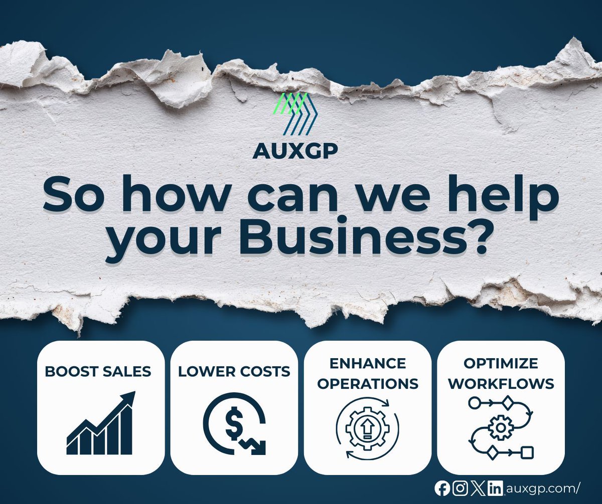 AUXGP_'s tweet image. Your business deserves smarter solutions.
AUXGP helps boost sales, reduce costs, enhance operations, and optimize workflows — all in one place.

Learn more → auxgp.com 

#OperationsExcellence #BusinessOptimization #AUXGP