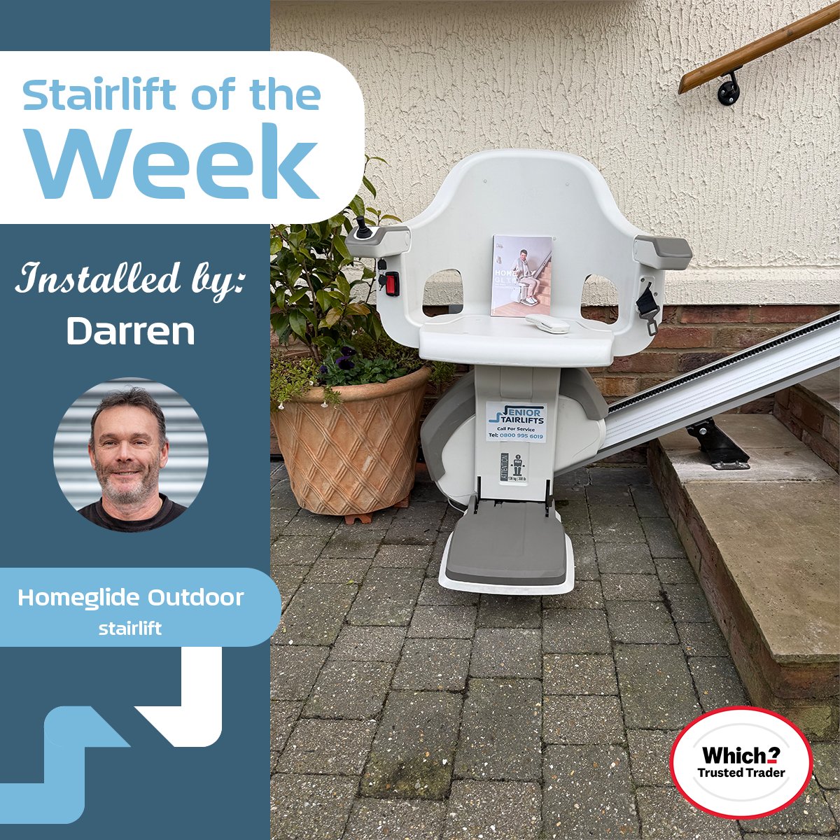 StairliftsLTD's tweet image. ⭐Stairlift of the Week ⭐

This week’s spotlight is on a beautiful outdoor Homeglide, installed by our expert engineer Darren! 👨‍🔧

 #StairliftOfTheWeek #HomeglideOutdoor #StairliftInstallation #TrustedTrader #StairliftExpert