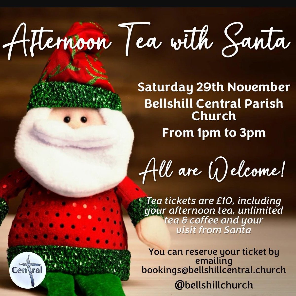 Well, it's afternoon tea with Santa tomorrow, Saturday 29 November, here at Bellshill: Central Parish Church from 1pm-3pm. Sumptuous treats, stalls, the famous raffle, and course course Santa 🎅 himself! 

#bellshill #community #christmas #christmasinbellshill #santa #welcome