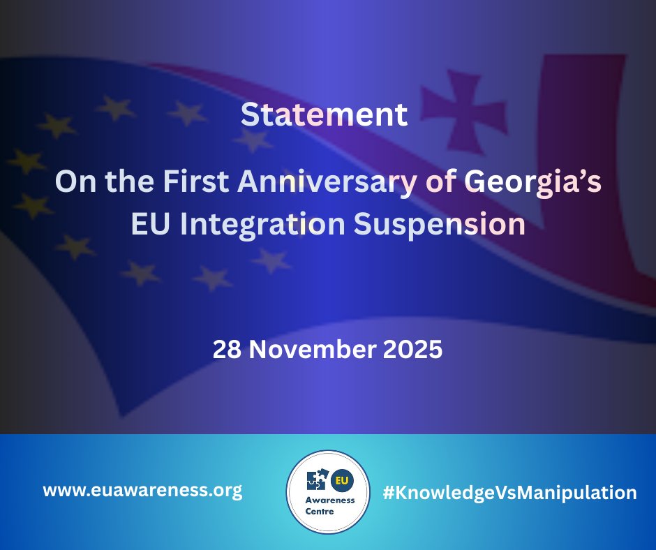 eu_awareness's tweet image. One year after the suspension of Georgia’s EU path, we underscore the importance of sustained international engagement to uphold democratic principles and assist citizens striving for a European future.

euawareness.org/statements-ann…...

#Georgia #EUAwareness #KnowledgeVsManipulation