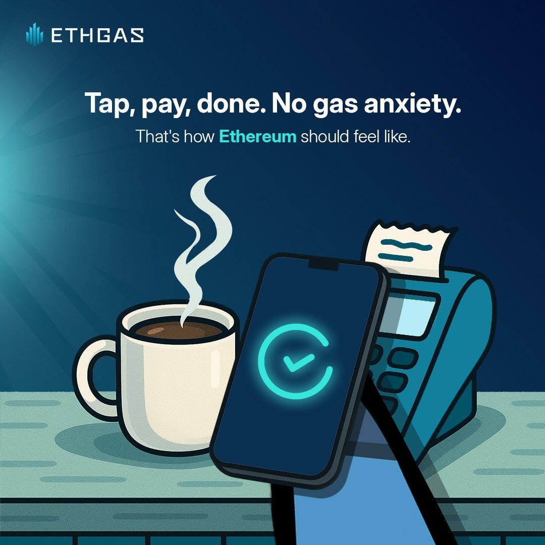 ETHGasOfficial's tweet image. Gas should feel like buying your morning coffee.

Tap, pay, done.

That&apos;s how Ethereum should be.