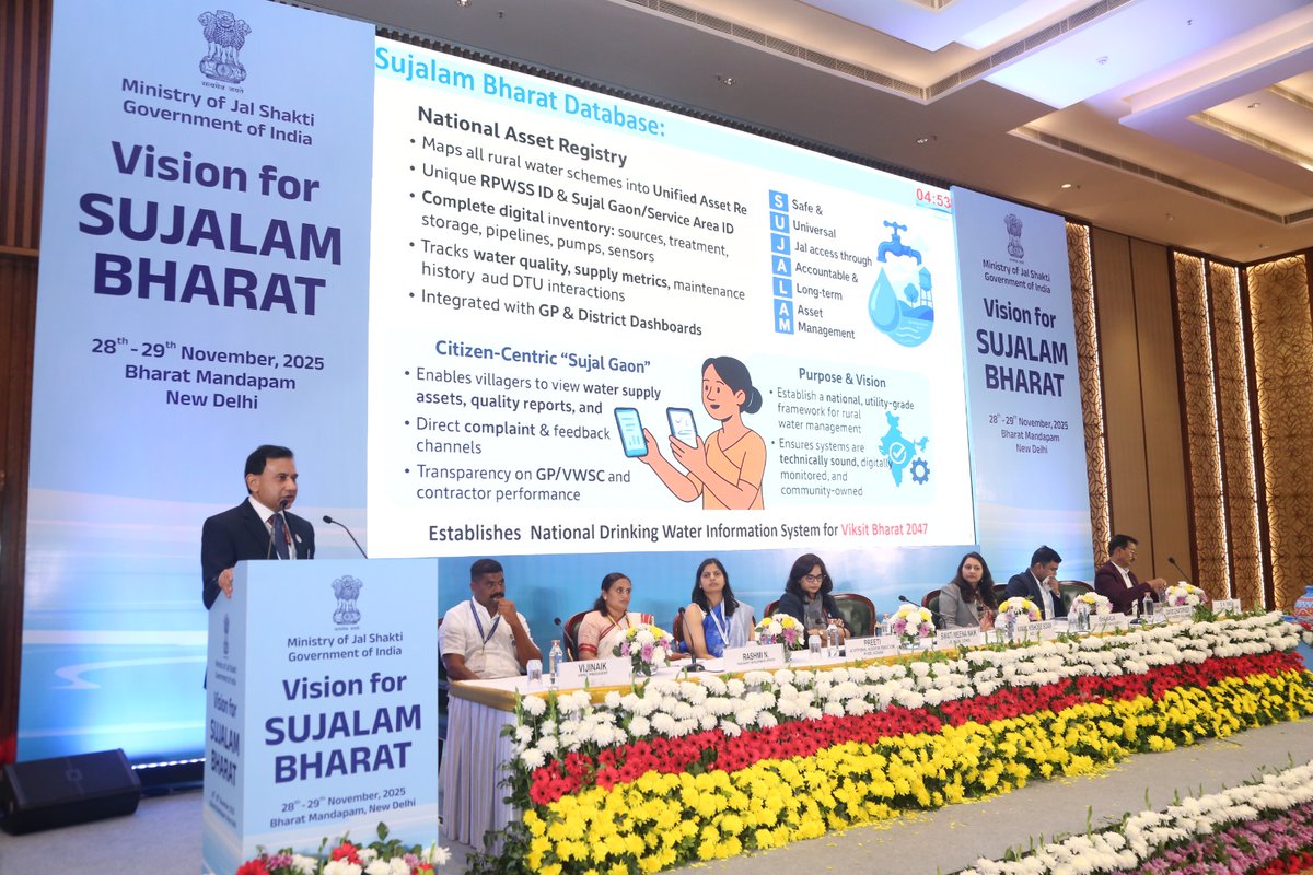 jaljeevan_'s tweet image. During the session, he launched the Sujalam Bharat Database and introduced the Sujal Gaon ID- a unique service identity for every rural habitation.

Designed with a utility-grade vision for Viksit Bharat 2047, the #SujalamBharatDatabase integrates source information, asset...